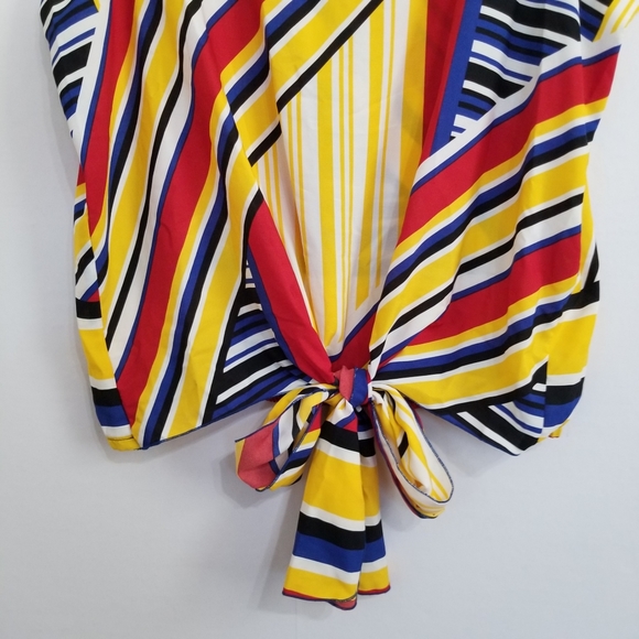 Ashley Stewart Tie Front Geometric Print Tank Blouse Size 22/24 - Picture 3 of 7